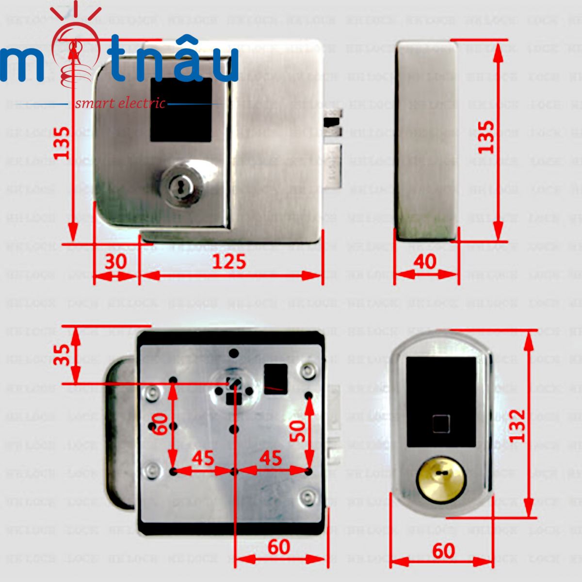 Khóa cổng vân tay, thẻ từ, chìa cơ dùng pin cho cổng sắt VR-1300